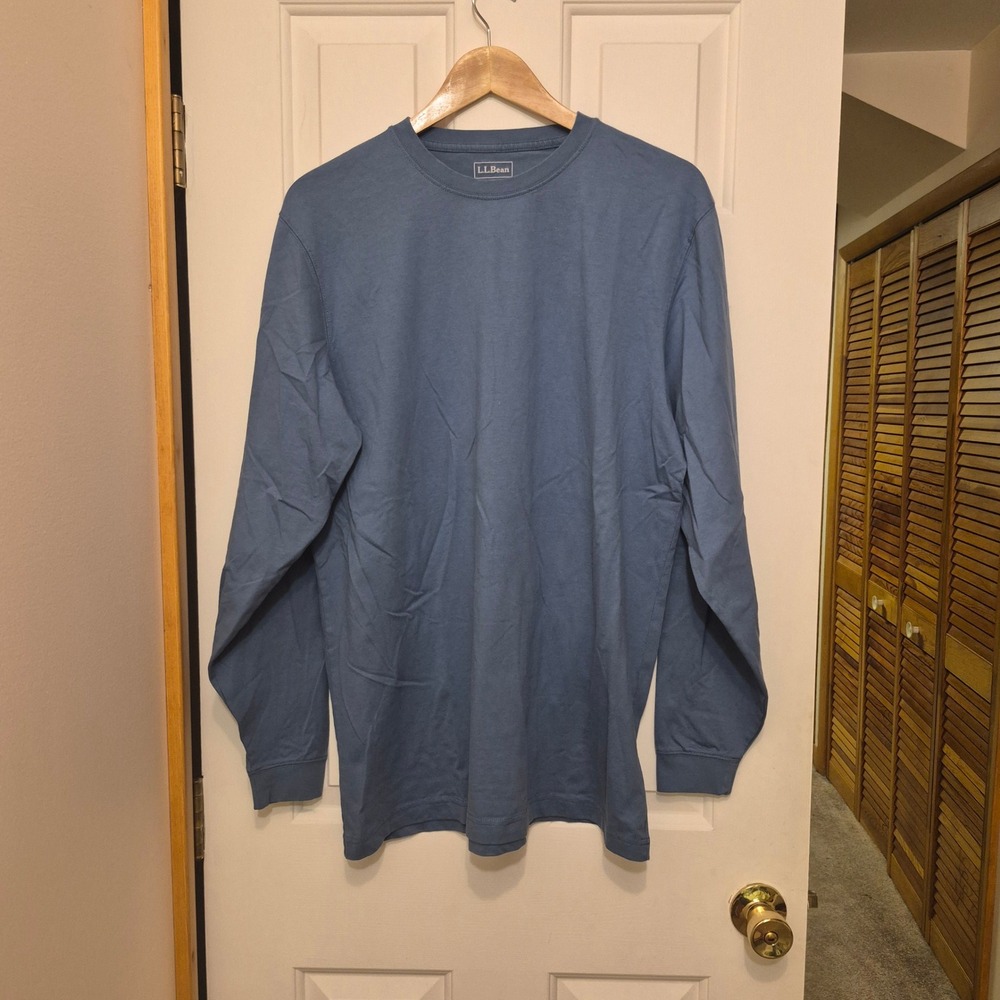 LL Bean Mens Medium Tall Blue Long Sleeve T-Shirt Traditional Fit Cotton 224602